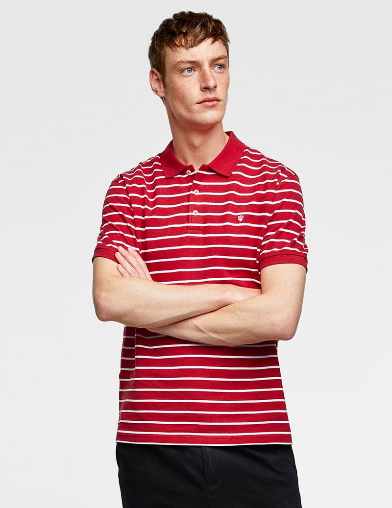 Basic Striped Polo Shirt - الصورة 4